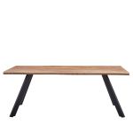 Τραπέζι Τραπεζαρίας ArteLibre AOSA Honey Maple/Μαύρο MDF/Μέταλλο 200x100x76cm