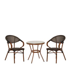 Σετ Τραπεζαρία Κήπου ArteLibre BURUNDI Μπαμπού Αλουμίνιο/Γυαλί Με 2 Πολυθρόνες 14990221