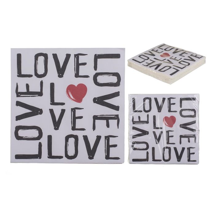Χαρτοπετσέτες 'Love' Τρίφυλλες Λευκό 33x33cm Σετ 20Τμχ
