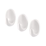 Γάντζος Οβάλ Αυτοκόλλητος Λευκό Πλαστικό 25x15mm 3Τμχ