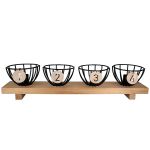 Κηροπήγιο Ορθογώνιο Μέταλλο/Ξύλο Μαύρο/Εκρού 10x45.5x10cm