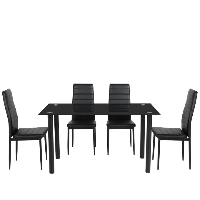 Σετ Τραπεζαρίας (4+1) ArteLibre TAGETES Μαύρο 120x70x75cm