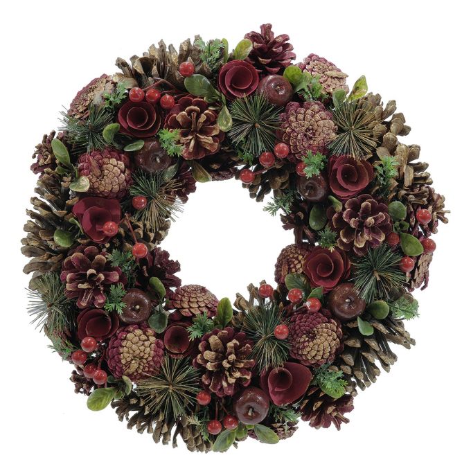Χριστουγεννιάτικο Στεφάνι Με Κόκκινα Berries Φ40cm