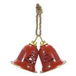 Χριστουγεννιάτικο Κρεμαστό Διακοσμητικό 2 Καμπάνες Κόκκινο 19cm