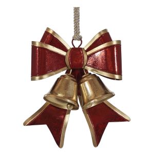 Χριστουγεννιάτικο Κρεμαστό Φιόγκος Με Καμπάνες 23cm