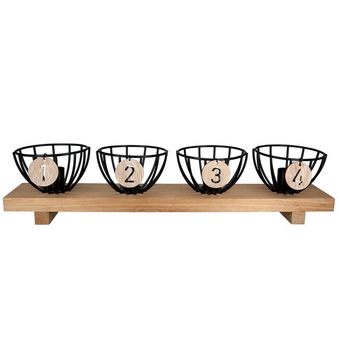 Κηροπήγιο Ορθογώνιο Μέταλλο/Ξύλο Μαύρο/Εκρού 10x45.5x10cm