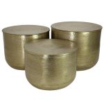 Τραπεζάκι-Κασπώ ArteLibre Μέταλλο Χρυσό 59x59x46cm Σετ 3Τμχ