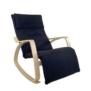 Πολυθρόνα Κουνιστή ArteLibre LUNDRA Μαύρο/Φυσικό Ύφασμα/Ξύλο 67x127x91cm