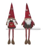 Χριστουγεννιάτικο Γκνόμο Με Κρεμαστά Πόδια Βελούδινο Κόκκινο 40cm Σε 2 Σχέδια