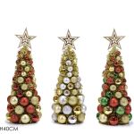 Χριστουγεννιάτικο Δεντράκι Με Μπάλες Και Αστέρι 40cm Σε 3 Σχέδια