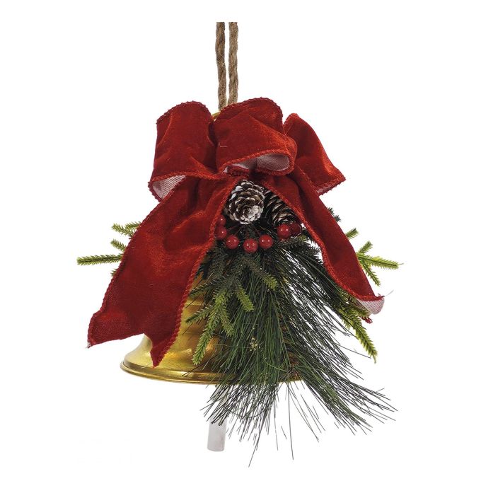 Χριστουγεννιάτικο Κρεμαστό Διακοσμητικό Καμπάνα Με Γιούτα Χρυσό 15x20cm