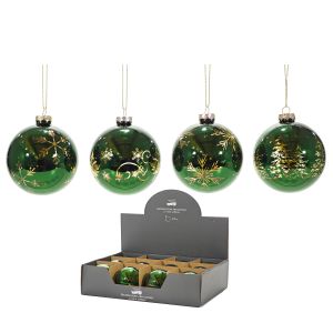 Χριστουγεννιάτικη Μπάλα Πράσινο/Χρυσό 80mm Σε 4 Σχέδια