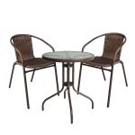 Σετ Τραπεζαρία Κήπου ArteLibre EARTH Μέταλλο Καφέ Με 2 Πολυθρόνες