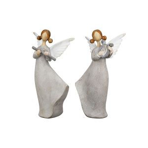 Φιγούρα Άγγελοι 'Nancy' Πολυ Γκρι 6x10x17cm 2Τμχ