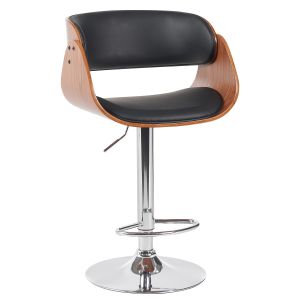 Σκαμπό Bar ArteLibre VORIAN Μαύρο/Καφέ Ξύλο/PU/Αλουμίνιο 52x55x87-108cm