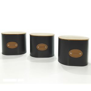 Δοχεία μαύρο/γκρι μέταλλο/ξύλο 15x11x13cm Σε 3 Σχέδια