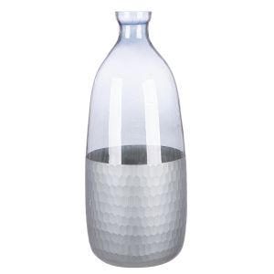 Βάζο Μπουκάλι 'Canus' Γυαλί Γκρι/Ασημί 13x13x33cm