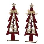 Χριστουγεννιάτικο Ξύλινο Διακοσμητικό Δέντρο Κόκκινο 30cm Σε 2 Σχέδια