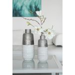 Βάζο ArteLibre Ασημί/Λευκό Κεραμικό 13x13x31cm