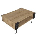 Τραπεζάκι Σαλονιού ArteLibre DIAPOROS Φυσικό/Μαύρο Μοριοσανίδα/Μελαμίνη 90x60x40cm