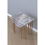 Τραπεζάκι Βοηθητικό ArteLibre NURU Γκρι/Όψη Μαρμάρου Μοριοσανίδα/Ξύλο 53x35x52/44x35x47/35x35x42cm Σετ 3Τμχ