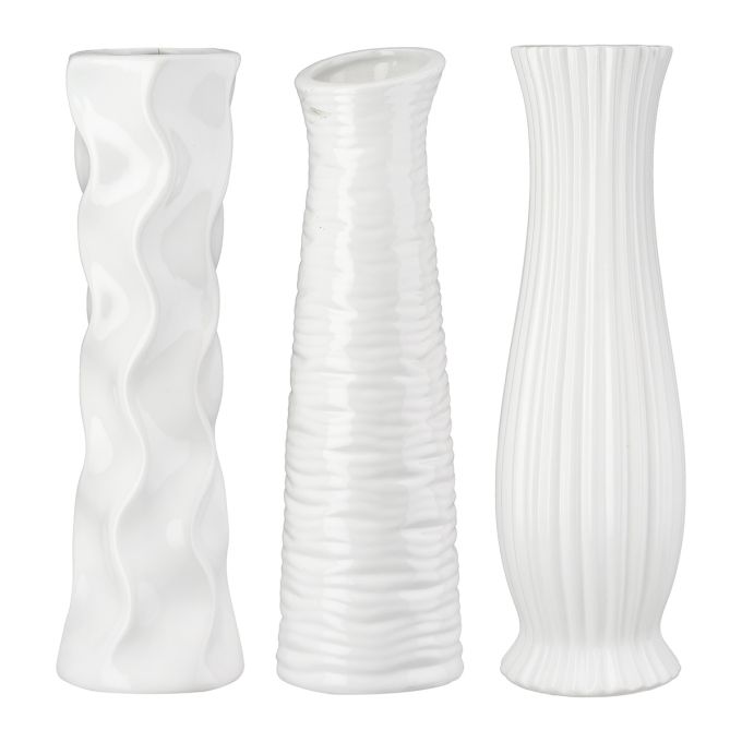 Βάζο Κεραμικό Λευκό Ποικιλία 3 φορές D9X34Cm D9X34Cm