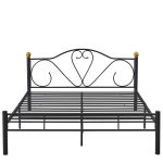 Κρεβάτι Υπέρδιπλο ArteLibre MOONRISE Μαύρο Μέταλλο Για Στρώμα 160x200cm
