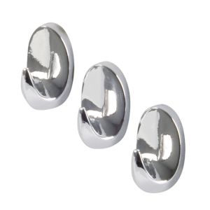 Γάντζος Οβάλ Αυτοκόλλητο Ασημί Πλαστικό 25x15mm 3Τμχ