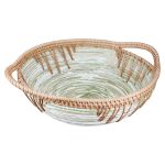 Μπωλ Στρογγυλό 'Fortaleza' Ριγέ Μπαμπού/Ρατάν Εκρού/Πράσινο 30x35.5x11cm