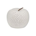 Διακοσμητικό ArteLibre Μήλο Φωτιζόμενο LED Λευκό Κεραμικό 12cm