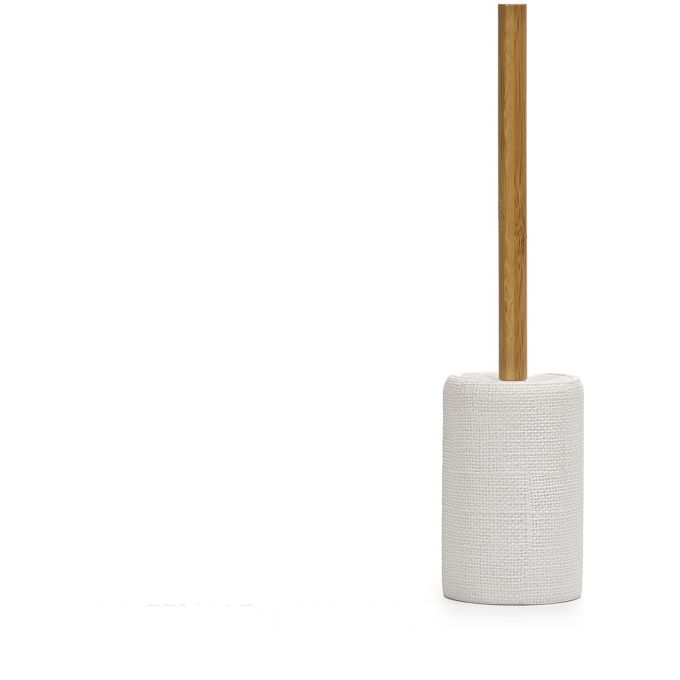 Θήκη Βούρτσας Τουαλέτας  Λευκό/Καφέ Πολυρητίνη/Ξύλο