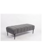 Παγκάκι Ottoman ArteLibre KUBO Γκρι Ύφασμα Teddy/Μέταλλο 40x116.5x50cm