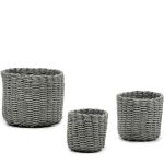 Σετ Καλάθια Στρογγυλά Γκρι Χαρτόσχοινο 17.5x15x12.5CM 3Τμχ