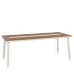 Τραπέζι Κήπου ArteLibre RUACANA Λευκό/Καρυδί Αλουμίνιο/Ξύλο 200x90x73cm