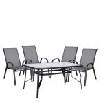 Σετ Τραπεζαρία Κήπου ArteLibre SUN Μέταλλο Μαύρο/Γκρι Με 4 Πολυθρόνες 14990067
