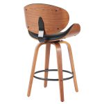 Σκαμπό Bar ArteLibre LYRIAN Μαύρο/Καφέ Ξύλο/PU 52x55x107cm