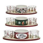 Χριστουγεννιάτικο Σετ Μπολ Ορεκτικών Με Βάση Μπαμπού 28x13cm Σε 3 Σχέδια