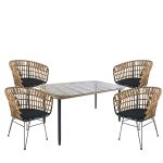 Σετ Τραπεζαρία Κήπου ArteLibre ANNIUS Φυσικό/Μαύρο Μέταλλο/Rattan/Γυαλί Με 4 Καρέκλες 14990305
