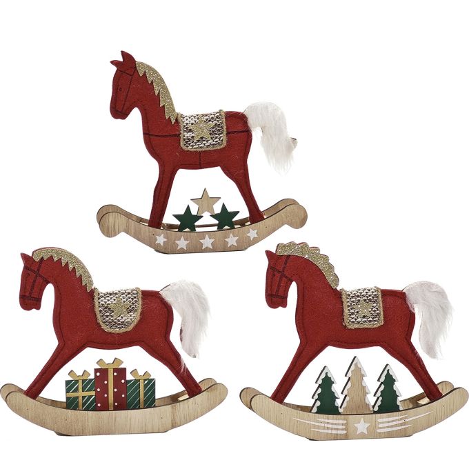 Χριστουγεννιάτικο Κουνιστό Άλογο 17cm Σε 3 Σχέδια