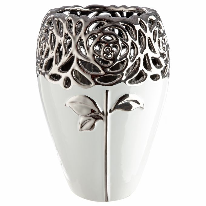 Βάζο Τριαντάφυλλο Μοτίφ Κεραμικό Λευκό D16X24Cm D16X24Cm