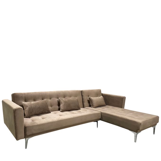 Καναπές Κρεβάτι Γωνιακός ArteLibre ARION Καφέ Ύφασμα 244x162x84cm