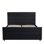 Κρεβάτι Διπλό ArteLibre SLEEPSUIT Μαύρο Ύφασμα 218x172x118cm (Στρώμα 160x200cm)