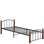 Κρεβάτι Μονό ArteLibre LARAMIE Μαύρο/Καρυδί Μέταλλο Για Στρώμα 90x200cm