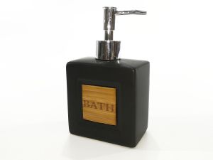 Ντισπένσερ 'Bath' Μαύρο Κεραμικό/Μπαμπού