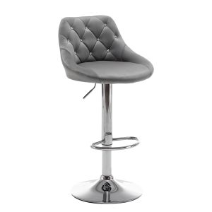 Σκαμπό Bar ArteLibre JORDO Με Πλάτη Πτυσσόμενο Γκρι Βελούδο/Μέταλλο 46x46x83-105cm