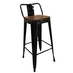 Σκαμπό Bar ArteLibre Βιομηχανικού Τύπου Vintage MOLERO II Μαύρο/Καφέ Μέταλλο/Ξύλο 44x44x94cm