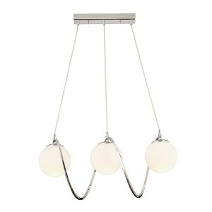 Φωτιστικό Κρεμαστό ArteLibre JAR Τρίφωτο Ασημί/Λευκό Μέταλλο/Γυαλί 60x85cm