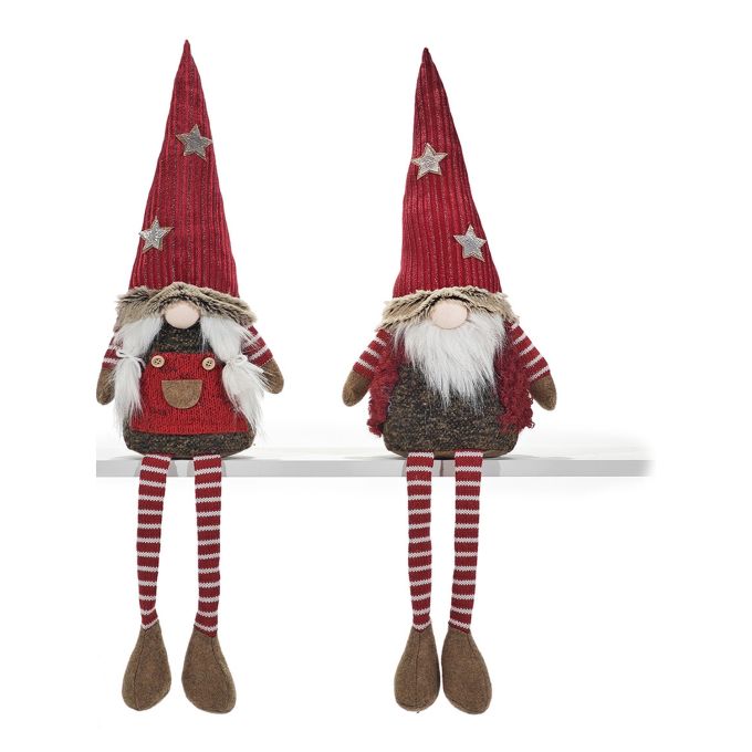Χριστουγεννιάτικο Γκνόμο Με Κρεμαστά Πόδια Βελούδινο Κόκκινο 40cm Σε 2 Σχέδια
