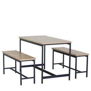 Σετ Τραπεζαρία (2+1) ArteLibre CARRISTON Δρυς/Μαύρο Μοριοσανίδα/Μέταλλο 110x60x75cm