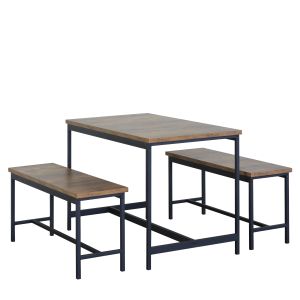 Σετ Τραπεζαρία (2+1) ArteLibre DRAYCOTT Καφέ/Μαύρο Μοριοσανίδα/Μέταλλο 110x60x75cm